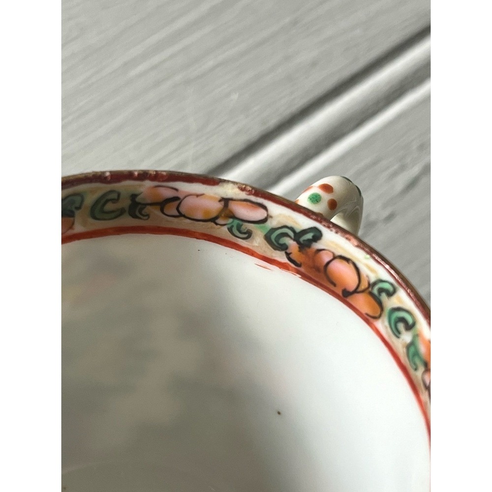 Famille Rose Medallion Chinese Porcelain Demitasse Cup Vintage Stamped Colorful - Picture 10 of 10